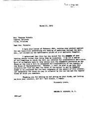 ["Mrs. Frances Nichols wrote a letter to Congressman George B. Schwabe protesting a new regulation that prohibits the sending of medicines through the mail. She explains that her epileptic daughter relies on medicines sent by a doctor in Chicago, and she is concerned about the impact of the new law on her daughter's health. Congressman Schwabe responds, expressing his willingness to look into the situation and do what is best for the people affected by the new law. He thanks Mrs. Nichols for sharing her views and assures her that he will investigate the matter."]