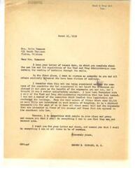 ["The document is a response from George B. Schwabe, a member of Congress, to Mrs. Della Summers regarding her concerns about the Food and Drug Administration regulations on sending medicine through the mail. Schwabe expresses sympathy for individuals with epilepsy, acknowledges the limitations of his knowledge on every bill, and promises to do his best to prevent any imposition on people like Mrs. Summers. Mrs. Summers writes about her positive experience with a specific medicine for controlling seizures and urges Schwabe to prevent any regulations that would prevent her from receiving it through the mail."]