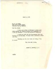 ["The document  includes correspondence between Mr. W. T. Truax and Congressman George B. Schwabe regarding foreign aid, specifically concerning India and Spain. Truax expresses opposition to providing aid to these countries and suggests polling constituents for their views. Schwabe responds by stating his opposition to supporting Franco of Spain and his administration, and expresses gratitude for Truax's input."]