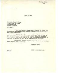 ["Glenn O. Young wrote to Congressman George Schwabe urging him to oppose any reduction in Russia's wartime lend lease account. Schwabe responded, assuring Young that he agreed with him 100% and would vote against forgiveness of any part of the lend lease debt."]