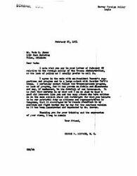 ["In a letter dated February 27, 1951, George B. Schwabe expresses agreement with ex-President Hoover's suggestions and Senator Taft's ideas regarding foreign policy. Schwabe criticizes the Truman Administration's lack of policy and expresses concern that it could be disastrous for the government. He appreciates the support of fellow Democrats who stand up for what they believe is their patriotic duty. Schwabe thanks the recipient, Wade H. James, for his thoughts and views on the matter."]