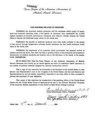 ["The Texas Chapter of the American Association of Medical Record Librarians is against compulsory health insurance and government control of medical services, as they believe it will lead to a deterioration of medical standards and care. They have resolved to communicate their stance to government officials and the American Medical Association."]