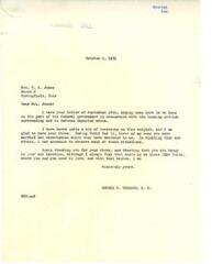 ["Mrs. W. S. Jones wrote to George B. Schwabe, a member of Congress, expressing concern about the poor housing conditions near military bases and urging the government to take action. She suggested building more government housing projects, offering housing to military personnel and their families, and investigating and controlling high rents for substandard housing. Mrs. Jones emphasized the need for better living conditions for military personnel and their families, and urged Schwabe to address the issue. Schwabe responded, acknowledging the housing problem and stating that he had heard similar testimonies from others. He thanked Mrs. Jones for her views and wished her well in her new location."]