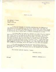 ["The document  is a letter from George B. Schwabe to Morris W. Turner discussing their agreement on reducing the appropriation for public housing and the need for a moratorium on further public housing until a complete investigation is conducted. Schwabe assures Turner that he will vote against socialistic public housing and appreciates Turner's support. Turner had sent a telegram complimenting the Committee on reducing the appropriation and expressing the need to cut out waste of taxpayers' money."]