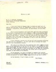 ["Mr. McDowell writes to Mr. Schwabe expressing concerns about a bill related to immigration and alien laborers, specifically how it may affect landowners in the Rio Grande Valley. Mr. Schwabe responds saying he has not had a chance to study the bill in detail but will keep Mr. McDowell's concerns in mind. He also provides an update on the status of the bill in Congress."]