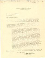 ["The document is from Levi W. Jones to Congressman George B. Schwabe, discussing the extension of time for filing claims with the Indian Claims Commission and suggesting that contracts be approved by the Secretary of the Interior to prevent fraud and corruption by chiselers and grafters. Congressman Schwabe responds, stating that the Secretary of the Interior usually approves recommendations made by the Commissioner of Indian Affairs and he will consider other methods to prevent interference in the selection of attorneys for Indian tribes. The documents highlight concerns about fraudulent contracts and the need for oversight in Indian claims cases."]