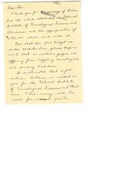 ["The document thanks the recipient for establishing the national Institute of Neurological Diseases and Blindness and providing an appropriation of $1,187,400. It highlights the need for funding in the 1953 budget to help the 20 million people suffering from neurological and sensory disorders, estimating that $8 million is needed for the Institute. The funds would be used for research grants, fellowships, training, and other important purposes. The document is signed by Mrs. AM Sklarsky."]