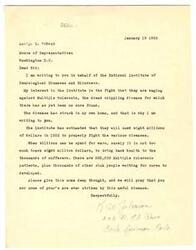 ["KW Johnson is writing to George B. Schwab on behalf of the National Institute of Neurological Diseases and Blindness, requesting funding to fight against Multiple Sclerosis. Johnson emphasizes the need for financial support to find a cure for the disease, which has affected his own home. He urges Schwab to consider the billions spent on wars and the relatively small amount needed to help those suffering from illnesses. Johnson expresses hope that Schwab will support their cause and prevent others from being affected by the disease."]
