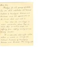 ["The writer is thanking the recipient for passing Public Law 692 which established the national Institute of neurological Diseases and Blindness and appropriated $1,187,400. They are requesting that $8 million be allocated in the 1953 budget for the institute to address the needs of the 20 million people suffering from neurological and sensory disorders."]
