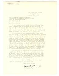 ["Nan L. Johnson, a victim of multiple sclerosis, urges Honorable George B. Schwab to support an appropriation of eight million dollars for the Institute of Neurological Diseases and Blindness. She explains the impact of the disease on her life and emphasizes the need for research and support for those affected. Johnson also mentions writing a similar letter to Mr. Fogarty, Chairman of the committee."]