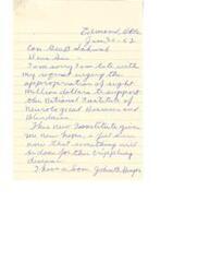 ["The author, Anna Guyer, is writing to urge the appropriation of eight million dollars to support the national Institute of Neurological Diseases and Blindness. She mentions that her son, John B. Guyer, is a victim of multiple sclerosis and she knows of four other young men with the same condition. She expresses hope that the funding will benefit her son and others affected by the disease."]