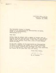 ["The document is requesting additional funding for research into Multiple Sclerosis, as there is currently no cure for the disease. The writer asks for the Honorable George B. Schwab to appropriate more funds for the National Institute of Neurological Diseases and Blindness to support their work in finding a cure."]