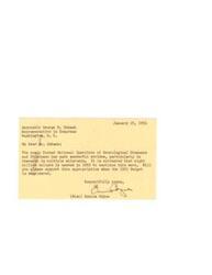 ["The document is asking Representative George B. Schwab to support an appropriation of eight million dollars in 1953 for the National Institute of Neurological Diseases and Blindness, which has been making strides in research for multiple sclerosis."]