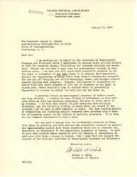 ["The document is urging the Appropriations Sub-committee on Labor to support a request for eight million dollars in funding for research grants, fellowships, and equipment for the Institute of Neurological Diseases and Blindness. The writer emphasizes the importance of not cutting back on scientific research, especially in the field of neurological diseases, and highlights the lack of knowledge and treatment options for conditions like multiple sclerosis. The document also suggests that investing in research can help countries resist communist influences, and urges the committee to prioritize funding for scientific research."]