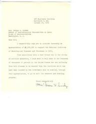 ["Mrs. Grace H. Sinsky urges Honorable  George B. Schwab to consider an $8,000,000 appropriation for the National Institute of Neurological Diseases and Blindness in 1953. She emphasizes the importance of funding for research and training programs to help those suffering from diseases like multiple sclerosis."]