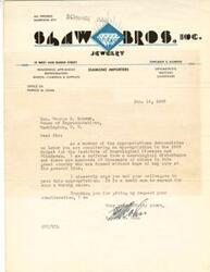 ["The document is a letter written by Harold M. Cohn to Honorable  George B. Schwab, a member of the House of Representatives, urging him to consider an appropriation in the 1953 Budget for the Institute of Neurological Diseases and Blindness. Cohn, who suffers from a neurological disturbance, emphasizes the importance of finding a cure for such conditions and asks for support for the appropriation."]
