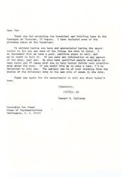 ["Letter from Howard Bo Callaway, Secretary of the Army, to Congressman Tom Steed"]