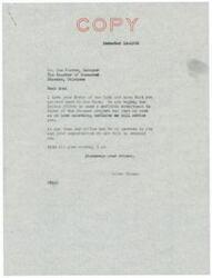 ["The text includes two letters, one from Elmer Thomas to Don Foster and one from Don Foster to Senator Elmer Thomas. In the first letter, Elmer Thomas informs Don Foster that they are urging the Indian Office to make a commitment to the Shawnee project and will update him once they have more information. In the second letter, Don Foster thanks Senator Elmer Thomas for his assistance in securing an appropriation for a new hospital unit at the Indian Sanitorium in Shawnee, Oklahoma and requests an official letter confirming the promise of funding. Both letters express gratitude and offer further assistance if needed."]