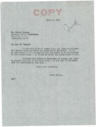["The text includes correspondence between Joseph Bruner, President of the American Indian Federation, and various government officials regarding requests for copies of hearings held before the House Indian Committee. Bruner requests a large number of copies for distribution among members and other organizations. Senator Elmer Thomas and Chairman Will Rogers are among those contacted for assistance in obtaining the copies."]