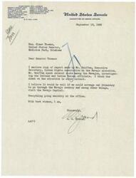 ["The text is a letter discussing a report on the Navajo situation, with the writer recommending a visit to the Navajo capital. The report discusses the conditions on the Mescalero Indian reservation and the challenges faced by the Navajo people due to changes in administration and policies. The writer expresses concerns about the New Deal approach to Indian affairs and the need for a more practical and effective strategy."]