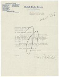 ["The letter is from a member of the Committee on Agriculture and Forestry, thanking Senator Elmer Thomas for his attention to a matter concerning the Navajo people. The writer expresses appreciation for the information provided and thanks Senator Thomas on behalf of the people in their state."]