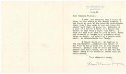 ["Flora Warren Seymour writes to Senator Thomas about her recent visit to the Navajo country, discussing the upcoming election and issues with the central agency plan. She expresses concern about the Navajo people rejecting the Wheeler-Howard Bill due to voter turnout requirements. The central agency plan has caused controversy, with many protesting the removal of the six superintendencies. The new capital being built at Window Rock is described as having a pueblo-like appearance, with concerns about the architecture not being Navajo. Dr. Peters is considered as a replacement for Zeh, but there are reservations about his qualifications. Overall, Seymour highlights the confusion and challenges faced by the Navajo people in light of the developments in their region."]