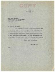 ["Elmer Thomas is writing to Honorable John Collier, Commissioner of Indian Affairs, regarding a request from the Omnia Tribal Council of Macy, Nebraska to send delegates to Washington. Thomas requests Collier's consideration and advice on the matter."]