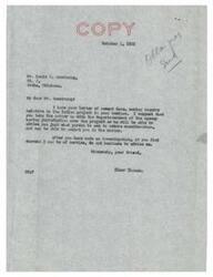 ["The letter is from Lewis Armstrong in Atoka, Oklahoma, inquiring about the Indian project in his area. Elmer Thomas suggests he speak to the Superintendent of the Agency for more information and assistance. Armstrong also expresses his interest in being appointed as the foreman or supervisor of the project, despite being a cripple, as he believes he can handle the job well."]