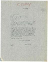 ["The letter is a response from Senator Elmer Thomas to Dr. A. C. Parker regarding the payment of expenses for Mrs. W.A. Henricks to come to Washington in connection with a convention. Senator Thomas mentions that there are no funds available for her expenses unless the Indian Office is willing to cover them. He also discusses the success of the Indian Arts Project in New York and suggests expanding it throughout the United States."]