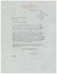 ["The text consists of two letters, one from Mrs. Lottie Farrington to Senator Elmer Thomas requesting assistance for her family, and another from Senator Thomas responding to her request. Mrs. Farrington explains her financial difficulties and her children's need for school clothes and shoes. Senator Thomas expresses his desire to help and suggests reaching out to local agencies for assistance. Mrs. Farrington expresses frustration at not receiving help and asks if she can purchase government surplus items. Senator Thomas reassures her that he will do what he can to help."]