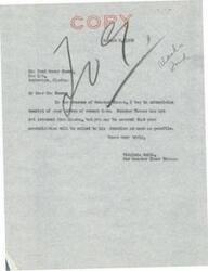 ["The text consists of three letters acknowledging the receipt of correspondence addressed to Senator Elmer Thomas. The letters assure the recipients that their communication will be brought to the senator's attention as soon as possible, as he is currently away from Washington conducting hearings."]