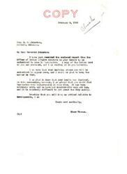 ["Senator Elmer Thomas received a letter from Governor Johnston of the Chickasaw Nation requesting authorization to come to Washington for official business. Senator Thomas acknowledges the request and informs Governor Johnston that he has sent a letter to the Commissioner of Indian Affairs on his behalf. Senator Thomas also advises Governor Johnston against coming to Washington at the present time due to extreme weather conditions. Governor Johnston expresses his gratitude to Senator Thomas for his assistance and updates him on his health."]