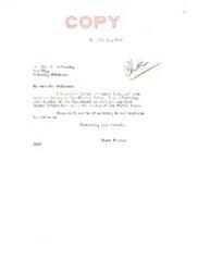 ["Elmer Thomes received a letter from Thos F. McCrosson, a member of the Choctaw Tribe, inquiring about the status of Tribal funds. Thomes forwarded the inquiry to the Department of Interior and also wrote to Honorable John Collier requesting him to advise McCrosson directly regarding the per capita payment for the Choctaw Tribe."]