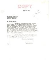 ["The letter informs Calvin Perry, Jr. that the Indian Office is not considering per capita payments for the Choctaw Tribe, as it believes using the tribal funds as a revolving fund would be more beneficial. The letter also assures Perry of assistance whenever needed."]