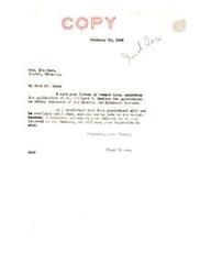 ["Honorable Ira Rone endorses Hilliard W. Denison for the position of Mining Inspector of the Choctaw and Chickasaw Nations, but is informed by Senator Elmer Thomas that the appointment will not be available until June. Senator Thomas appreciates the endorsement and will keep Denison in mind for the position."]