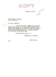 ["Denison is inquiring about the appointment of the Coal and Asphalt Mine Trustee for the Choctaw and Chickasaw Nations to Senator Elmer Thomas. Senator Thomas responds that the appointment will not be available until June and assures Denison that he will keep the matter in mind."]