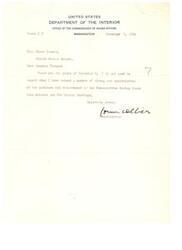 ["The Commissioner of Indian Affairs expresses gratitude to Senator Thomas for his support and appreciation of the Subcommittee's work during hearings in Arizona and New Mexico."]