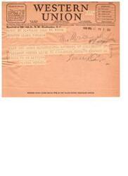 ["The text is a series of telegrams discussing the assignment of the Pleasant Porter lease to Childress Royalty Company. The messages mention the paperwork being sent back for additional information and approval from the Department. The final message indicates that the papers have been received and are awaiting the Secretary's approval."]