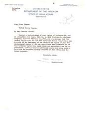 ["The text is a series of letters discussing the leasing regulations for the Five Civilized Tribes Reservation. Senator Elmer Thomas is inquiring about the delay in issuing regulations for agricultural and grazing leases executed by restricted members of the Tribes. There is frustration expressed over the lack of clarity and timeliness in the process, with a request for expedited action on the matter."]