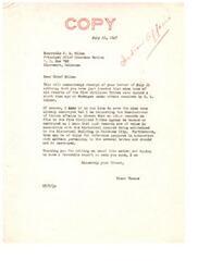 ["The letter acknowledges the destruction of nine tons of old records of the Five Civilized Tribes in Muskogee and requests that no other records be destroyed, as they are valuable for historical and reference purposes. The sender, Elmer Thomas, thanks Chief Milam for bringing the matter to his attention and hopes for a positive resolution."]
