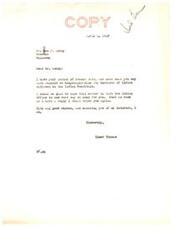 ["The sender, Elmer Thomas, received a letter from Ben F. Ashby regarding hospitalization for husbands of Indian citizens in Indian Hospitals. Elmer Thomas will take up the matter with the Indian Office and provide a reply to Ashby soon."]