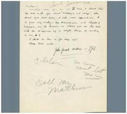 ["The text mentions a desire to talk about cabbage and kings, as well as Bill 2047. The sender, John Gough Martum, mentions support for the bill with some suggested changes. He also mentions being available for a few more days and signs off as John Gough Martum - 1goJ. There is also mention of meeting with someone named Captain Arthur W. R. Males."]