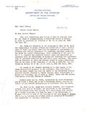 ["The letter acknowledges a query from Joe Simon regarding the Act of April 30, 1908, which authorized the Commissioner of Indian Affairs to negotiate agreements for commuting perpetual annuities. An agreement was reached with the Potawatomi's of Kansas and Wisconsin, resulting in per capita payments to eligible individuals. Simon and others have raised concerns about the validity of the agreement, alleging deceptive methods were used."]