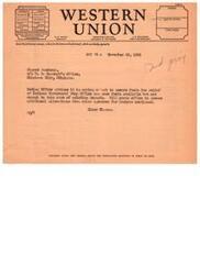 ["The text provides information about different classes of service offered by Western Union for sending telegrams, night letters, day letters, and cables. It also includes terms and conditions for sending messages, including liability limits, delivery options, and special terms for each type of service. Additionally, it includes a sample message sent to Jasper Saunkeah's regarding Indian relief funds."]