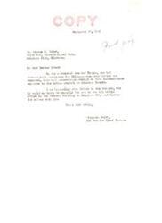 ["The letter acknowledges receipt of a communication regarding an Indian project in Johnston County. It states that the letter will be forwarded to Senator Thomas, who is currently in Oklahoma, and suggests that the recipient may be able to discuss the matter with the Senator at his office in the Federal Building in Oklahoma City."]