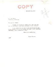 ["The letter is dated November 13, 1936, from Elmer Thomas to Joe Umber regarding an Indian project in McCurtain, Oklahoma. Thomas acknowledges Umber's concerns and states that he will follow up with the Indian Office to provide assistance and will update Umber when he has more information."]