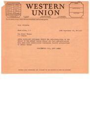 ["The text provides information on the different classes of service offered by Western Union for sending telegrams, including full-rate, night letters, day letters, deferred messages, and ship radiograms. It also outlines the terms and conditions for sending messages, including liability limits, delivery options, and special terms for each type of service. Additionally, it includes a sample telegram sent to a US Senator in Washington, DC."]