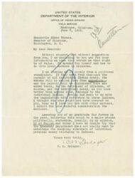 ["The letter from W. M. Gallagher to Senator Elmer Thomas discusses the handling of Individual Indian Moneys in Oklahoma, suggesting that moving the payment of these funds elsewhere could have negative consequences for the state. Gallagher believes that the Treasury Department may not want to undertake this task. Senator Thomas acknowledges the suggestion and promises to give it attention."]