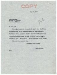 ["The Chamber of Commerce in Pawhuska, Oklahoma is opposing the abolishment of the Special Disbursing Agent office at the Osage Indian Agency. They have sent a resolution to government officials, including Senator Elmer Thomas, requesting that the office not be abolished. The Department of the Interior has addressed the issue and explained that the proposed change is not within their jurisdiction, but rather the Treasury Department's. They have requested that the function of disbursing for the Indian Service be delegated to current officers and employees."]