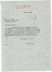 ["The letter is in response to a resolution passed by the Rotary Club of Pawhuska regarding a possible change in the Disbursing Office in the Osage Agency. The letter states that the change is being made as a result of an Executive Order and there is little that can be done. However, the writer expresses willingness to help in any way possible. The resolution urges the Secretary of the Interior, Secretary of the Treasury, and Oklahoma Senators and Congressmen to not abolish the department and remove it from Pawhuska."]